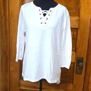 Croft and Barrow white Beachy 3/4 sleeve top M